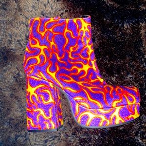 Dolls Kill Current Mood Flame Platform boots